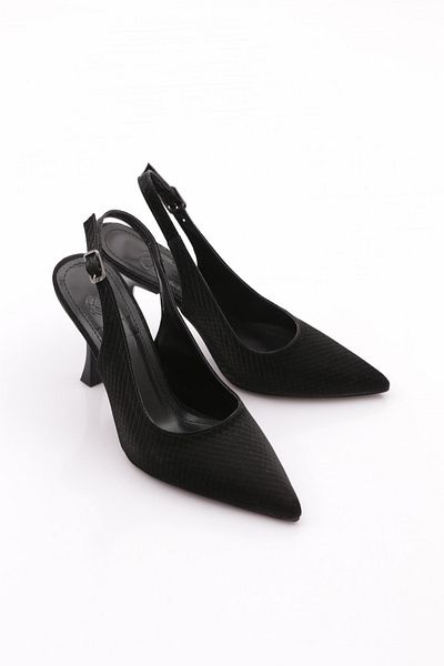 DGN Pantofi cu toc pentru femei cu vârf ascuțit, negri 61433534