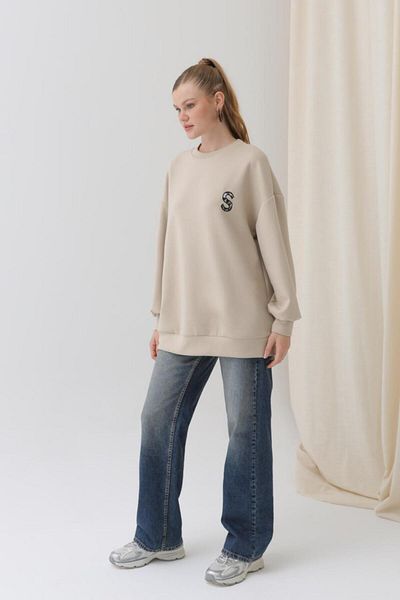 SOUL BY LOREEN FASHİON Soul 32112 Women's Sweatshirt with Leopard Detail on the Back