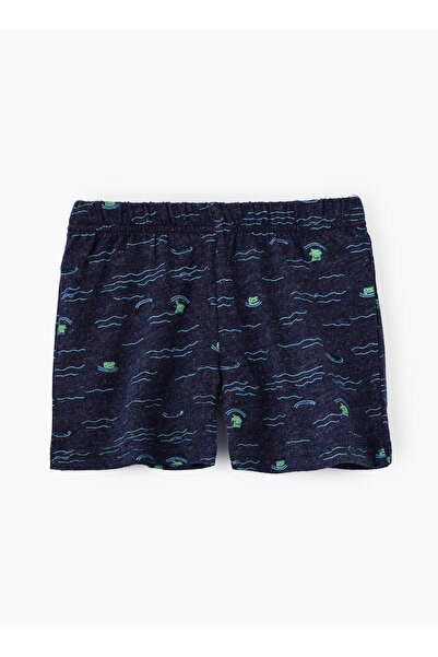 Basicxx Boys' Navy Blue Sea Pattern Cotton Shorts