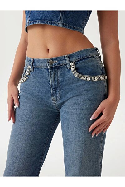 Guess Women's Blue Daisy Straight Jeans