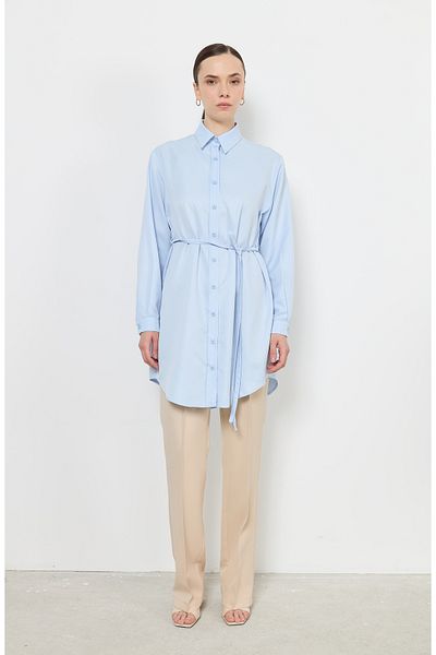 Fatma Atasoy Cămașă Baby Blue cu cravată