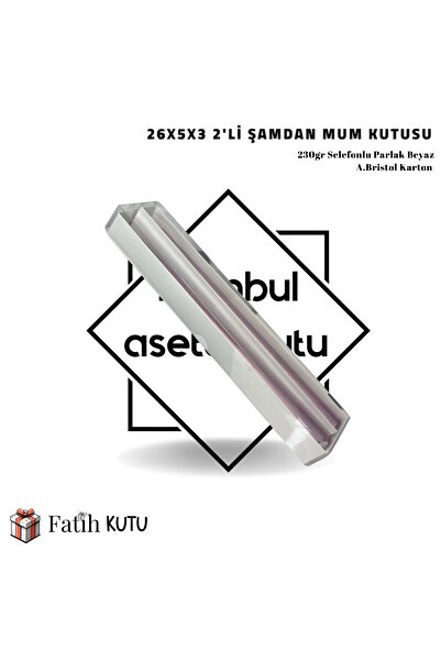Fatih Kutu 26x5x3 2'li Şamdan Mum Kutusu Beyaz [ Demonte 10 Adet ]