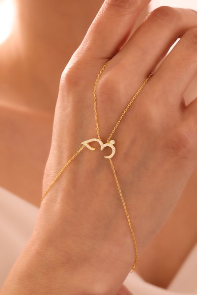 emy by emel luxury silver jewelry Altın Kaplama Arapça Sev (HUBB) Yazılı Şahmeran 925 Ayar Gümüş