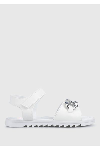 Kiddo White Flat Sandals for Girls