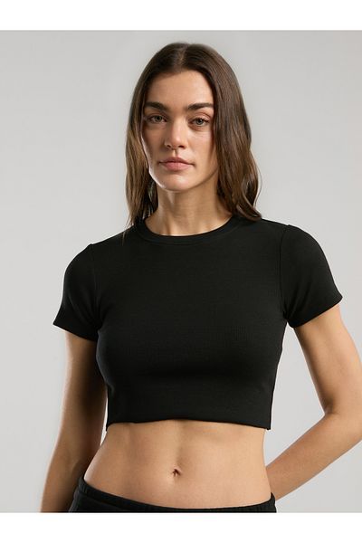 EVERLAST Tricou Crop pentru femei Ever Relaxed Rib Siayh