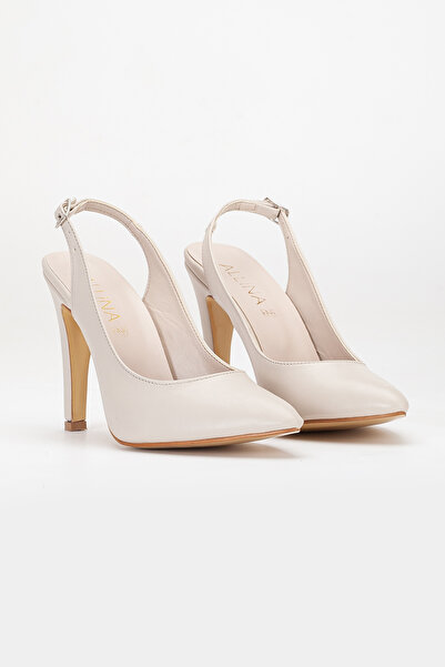 LİLLA Women's High Heels Faux Leather Beige Stiletto