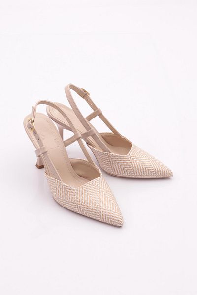 DGN Women's Pointed Toe Heeled Shoes Beige 51613534
