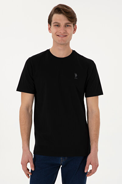 U.S. Polo Assn. تي شيرت أسود برقبة دائرية للرجال ذو قصة عادية 50299544-VR046