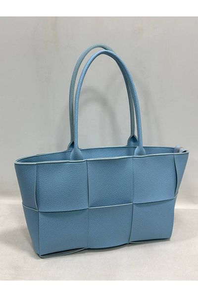 Miales Geantă de mână și de umăr pentru femei Baby Blue cu închidere cu fermoar și buzunar interior cu fermoar