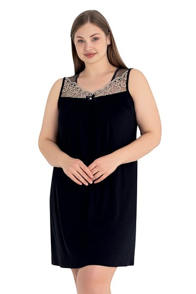 Cotpark Women's Viscose Combed Fabric Plus Size Lace Detailed Nightgown 10709