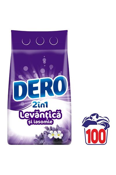 Dero 2v1 prací prášek s levandulí a jasmínem, 7,5 kg, 100 praní
