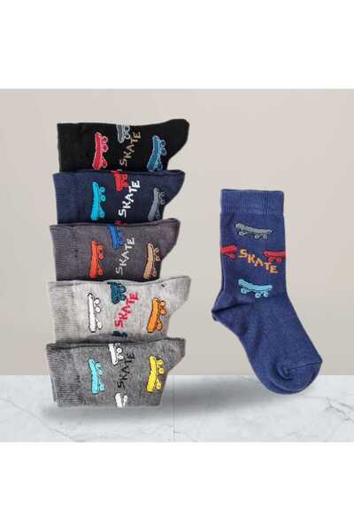 Moonys Socks Collection 6-компонентен комплект цветни момчешки чорапи с дизайн на скейтборд