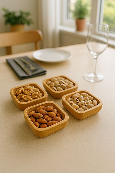 CİHO Bamboo Square 4 Pieces 9.5 cm (Vivatti) Snack Bowl
