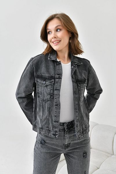 Park Karon Γυναικείο μπουφάν Basic Jean σε χρώμα Anthracite