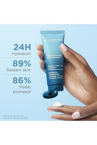 Clarins Hydra-Essentiel Hydrating Face Mask 15ml 24H Moisture, Double Hyaluronic Acid