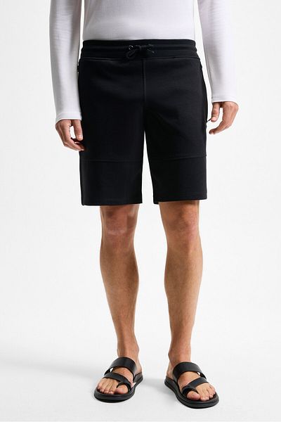 GRIMELANGE Men's Relaxed Fit Black Shorts & Bermuda with Elastic Waist Drawcord Side Zipper Pockets