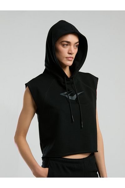 EVERLAST Ever Classics Wmn Black Women's Crop Hooded Sleeveless Sweatshirt