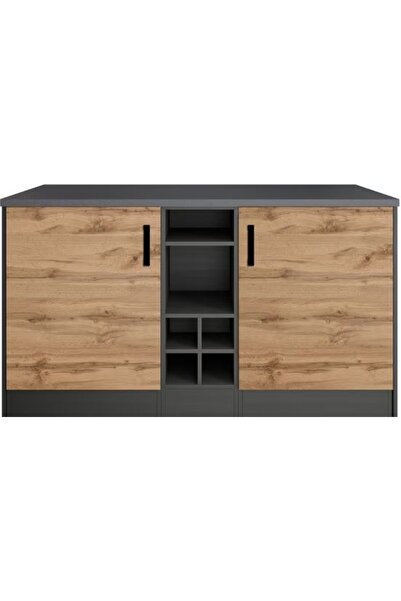 Tdesigno Helios Mutfak Alt Modül 2 Kapaklı -150 Cm Antrasit-Atlantikçam-tezga...