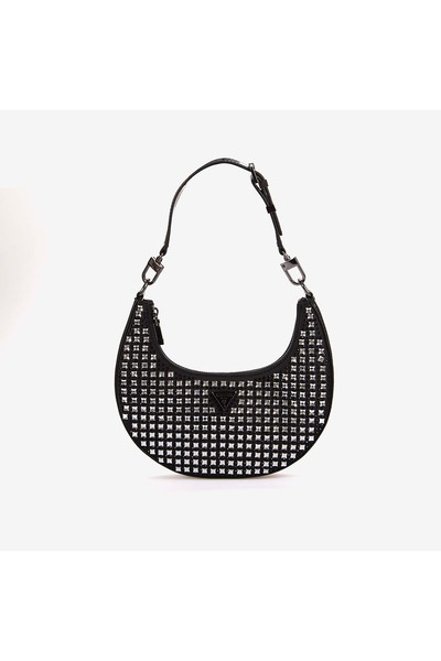 Guess Kadın Siyah Lua Zımba Detaylı Hobo Çanta HWIM9205010