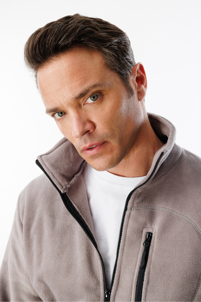 GENIUS STORE Jachetă de exterior pentru bărbați din fleece - cu fermoar complet, 3 buzunare, fleece tactic