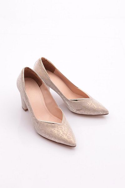 DGN Pantofi de damă cu toc cu model auriu 2169102621