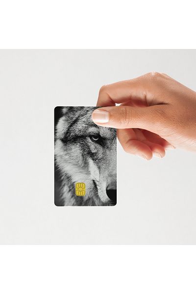 Huggy Craft Lonely Gray Wolf Themed Shiny Credit/Debit Card Skin Sticker (High Quality)
