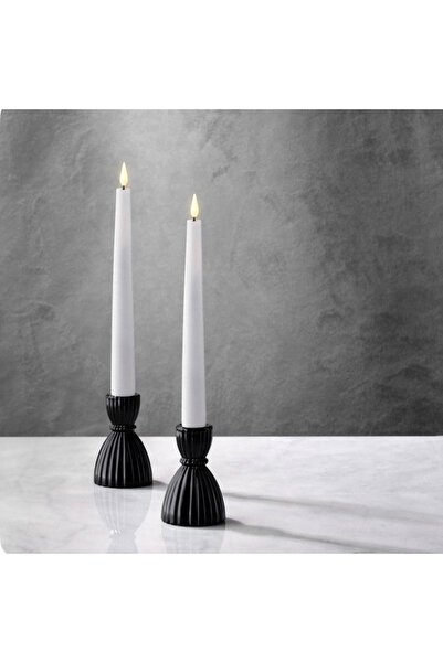 Zigzag Home Dekoratif şamdan mumluk 2 Li siyah bohem tarz
