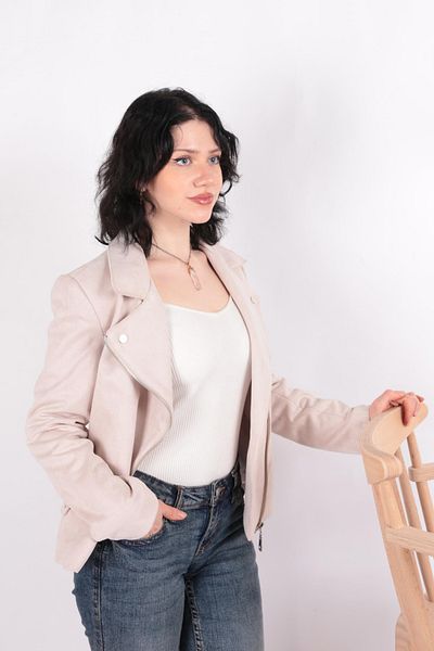 AYHAN 90746 Jachetă de piele de căprioară pentru femei