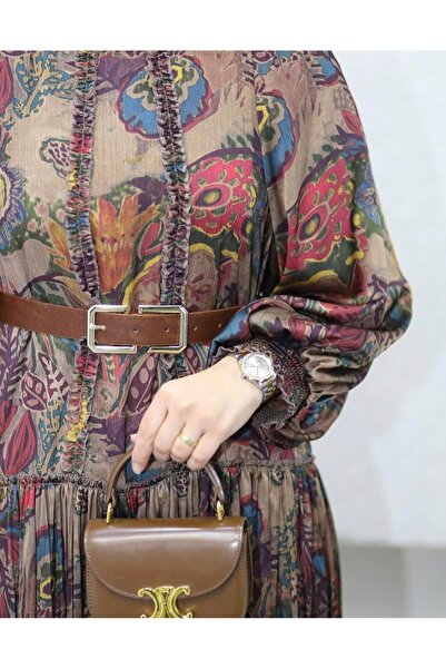 Aynaz Φόρεμα με έθνικ σχέδιο με ζώνη και ελαστικά μανίκια