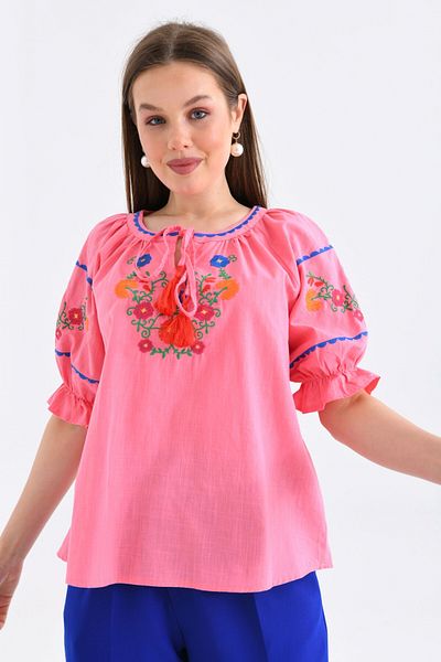 Park Karon Bluză de damă cu broderie florală de culoare roz