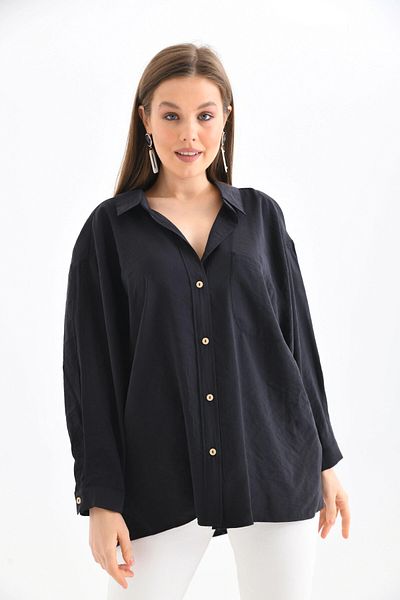 Park Karon Γυναικείο μακρυμάνικο πουκάμισο Oversize 100% βαμβακερό Basic