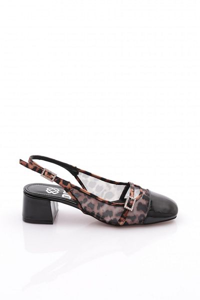 DGN Pantofi de damă cu toc înalt din piele lacuită neagră leopard 6663535