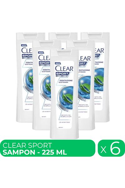 Clear Sport, sampon anti-matreata femei, 6 buc x 225 ml