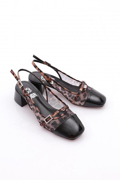 DGN Pantofi de damă cu toc înalt din piele lacuită neagră leopard 6663535