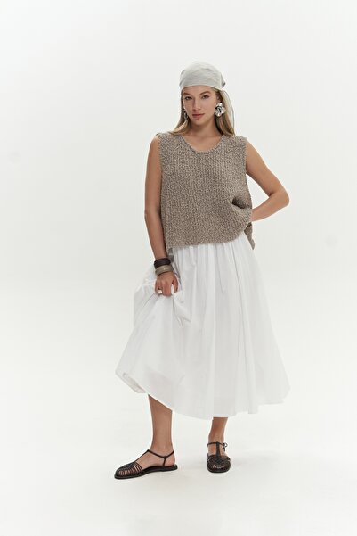 BOHEMAİ Knitle Comfortable Fit Knitwear Mink Crop