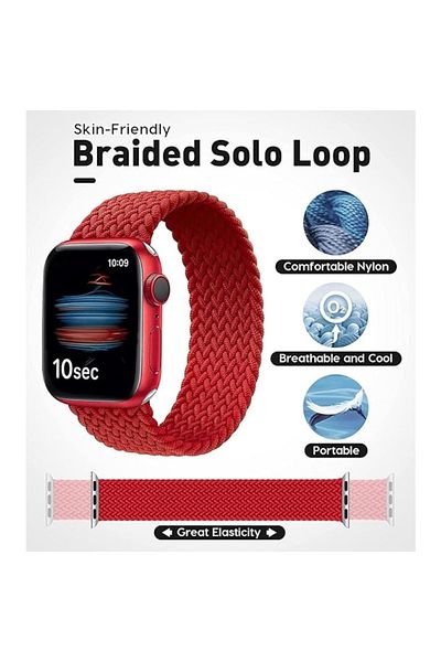 Generic حزام رياضي مرن من النايلون مضفر بحلقة فردية + حافظة ساعة لساعة Apple Watch مقاس 44/45 مم، سلسلة 8/7/SE/6/5/
