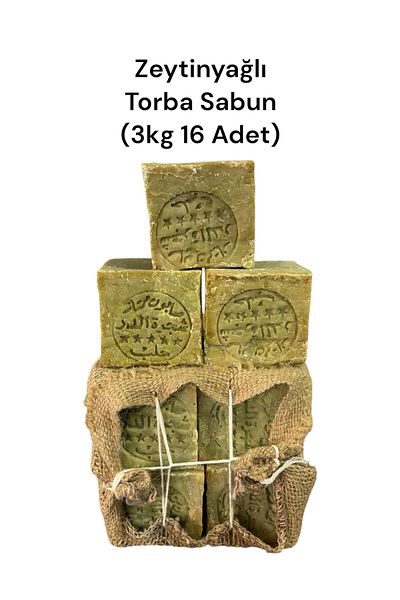 ANTEPLİHANI Olive Oil (Prina) Natural Green Flax Bag Soap (3Kg-16Pcs)