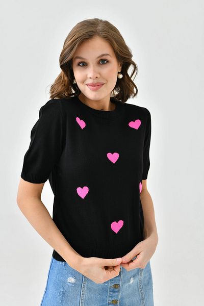 Park Karon Πλεκτό πουλόβερ με μοτίβο καρδιάς Saks Seasonal - Crew Neck