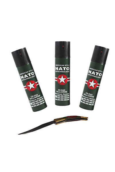 Depox Sada 3 sprejů NATO, dárkový španělský model kapesního nože 21 cm