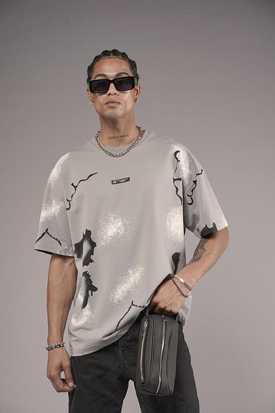 king brich Ανδρικό μπλουζάκι Oversize Mold Lightening Printed