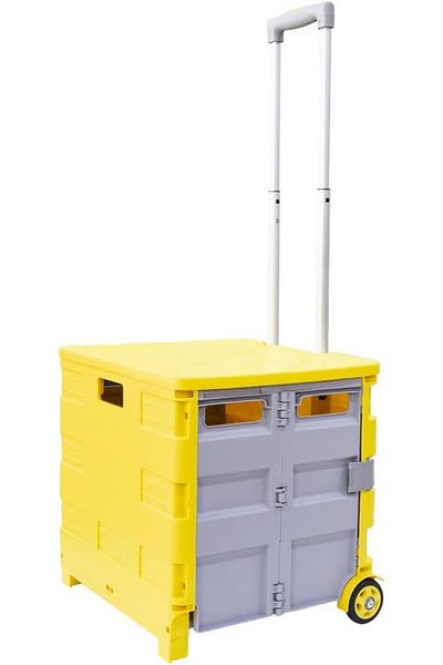 fulina 25kg Folding Shopping Trolley,with telescopic aluminium handle,Yellow and Grey,for Grocery Shopping