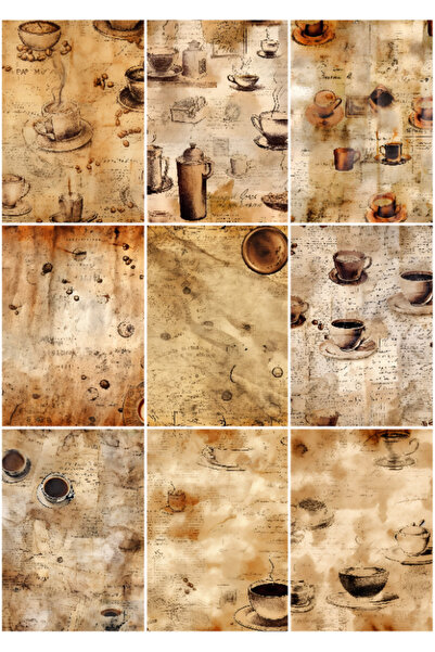 Hiras Dizayn 18Adet 10x14cm Kahve Eskitme Renk Vintage Eskitme Scrapbook Kağı...