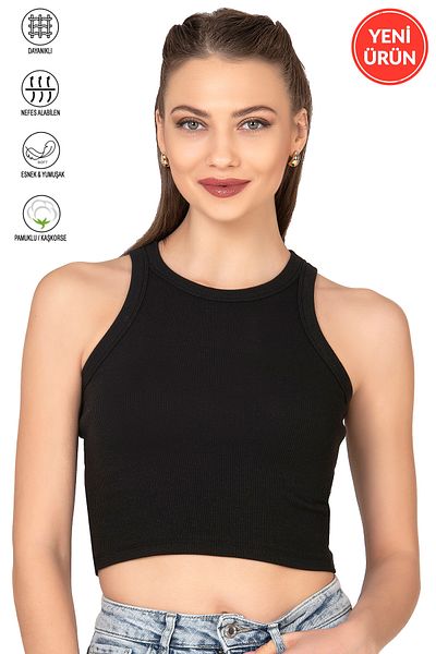 ÖZKAN underwear Ребрена яка с халтер, еластичен и къс потник Wise Positive