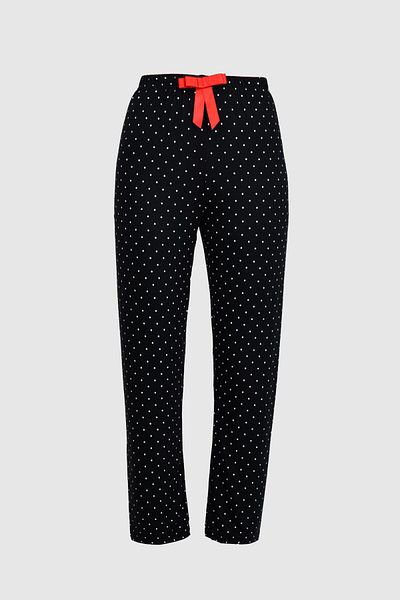 birizmoda Pijama lungă, neagră, albă, cu buline