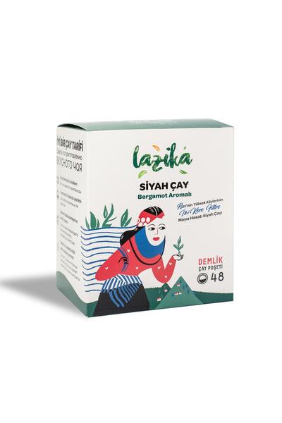 LAZİKA İlk Hasat Bergamotlu Siyah Çay 48'li Demlik Süzen Poşet-Mayıs Çayı,Tozsuz Çay