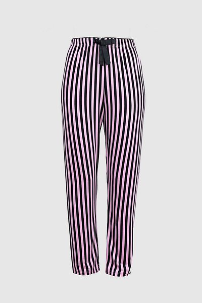 birizmoda Pijama lungă cu dungi negre și roz