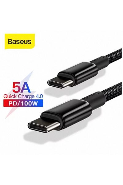 Baseus 2m Black Pd 100w Type-c To Type-c Cable For Huawei Xiaomi 5a Fast Charger