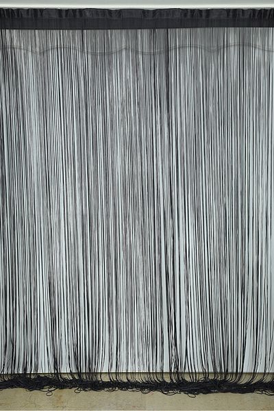 AKÇA TEKSTİL Plain Thread Model 100 cm Width 280 cm Length Dark Anthracite Color Ready-Made Thread Curtain