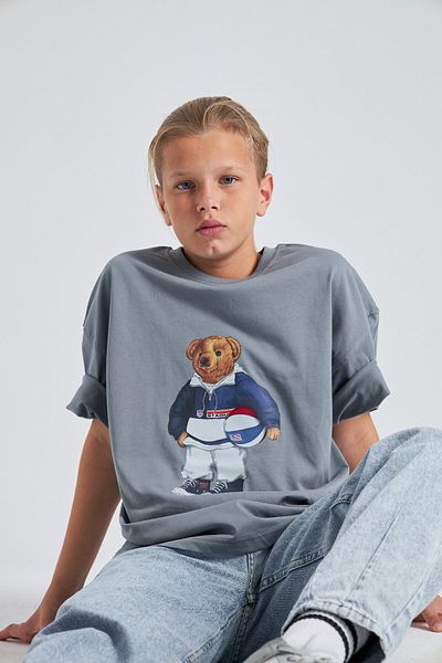 The Champ Clothing Teddy Bear Design Printed 100% Cotton Men's Oversize Kids T-Shirt