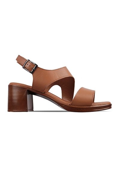 Lal Shoes & Bags Sandale cu toc cu cravată cu detaliu din curea din piele naturală Madel pentru femei - maro